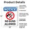 Signmission No Guns Allowed OSHA Notice Sign, Plastic, 10in W x 14in L, 2PK OS-2PACK-NS-P-1014-V-14640 - alternate 2